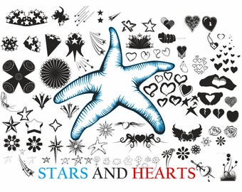 Doodle Hearts and Stars SVG Bundle (PDF)