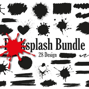 Black Ink Splashes Splotches Clipart, Paint Drip, Painted Blobs design, PNG Watercolor Shapes Graphics Instant Download resizable colorable