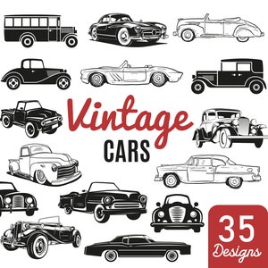 Vintage retro auto's bundel, vintage auto silhouet svg, oldtimer SVG bundel, retro auto svg, vintage auto's svg, oude auto's digitale sjabloon