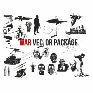 Paquete SVG militar de guerra / SVG de soldado / SVG de ejército / SVG militar / PNG militar / Vector militar / Archivos de corte militares / Tanque de avión svg