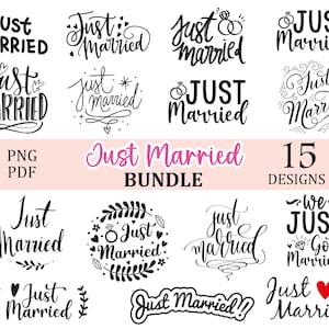 Just Married Monogram, SVG PNG, Marriage, wedding svg Bundle, Bride Groom svg png Cricut, Ready to Print pdf eps Wedding Tags Gift