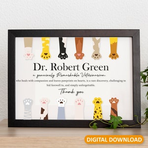Targa con nome veterinario personalizzato Clinica veterinaria personalizzata Regalo veterinario Porta Nome Targa Gatto Cane Silhouette Wall Art Decor Segno medico