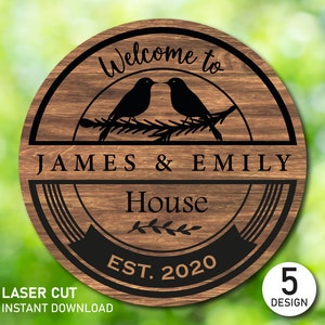Letrero de bienvenida de granja, letrero de casa con apellido, archivo láser SVG, archivo de silueta Glowforge Cricut, archivo de corte de letrero con apellido, letrero digital con apellido