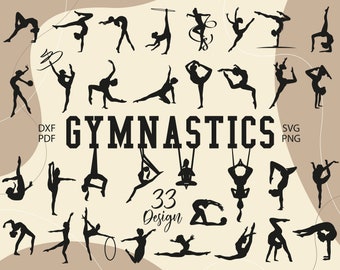 Gymnastics Athlete Silhouette Cricut, Gymnast SVG Cutting Files, Cameo, Instant Download, Tumbling Cheerleading, Dxf Cut Files, Sport Girl