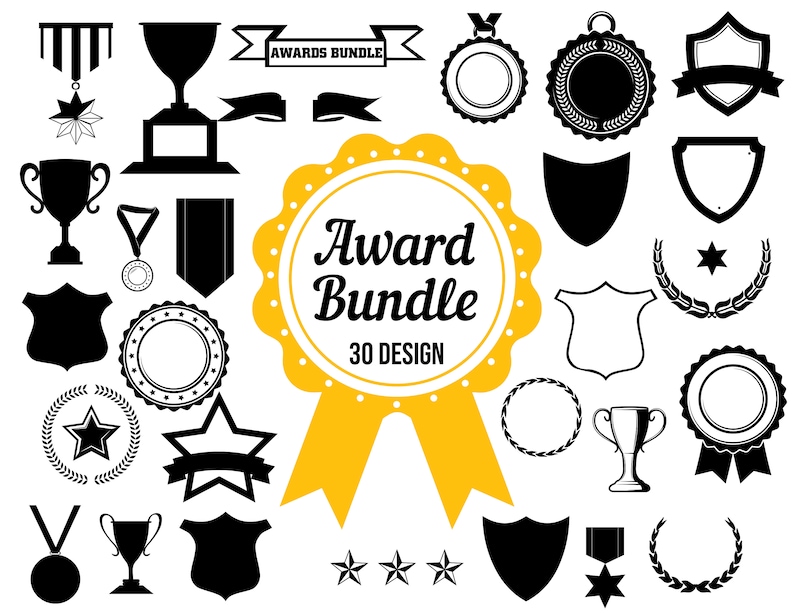 Award Badge Clipart Bundle, Medals, Trophies (SVG, PNG, PDF) - Etsy
