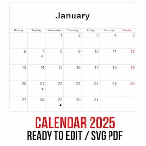 2025 Calendar Printable, Blank Calendar 2025, Wall Calendar PDF, Editable Calendar, Kids Monthly Planner, Homeschool Calendars, Kid Gift