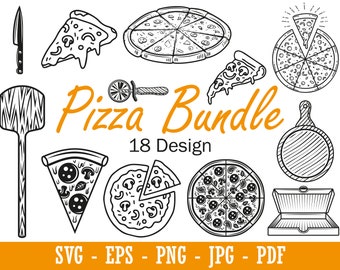 Pizza SVG Silhouette Bundle Black White pizza making,Pizzas SVG, Pizza Slice ,Pizza chef Pepperoni, Cut File, Cricut Cutting File, pdf png