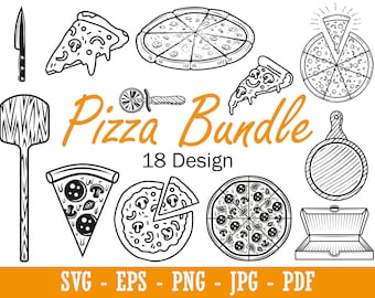 Pizza SVG Silhouette Bundle Black White pizza making,Pizzas SVG, Pizza Slice ,Pizza chef Pepperoni, Cut File, Cricut Cutting File, pdf png