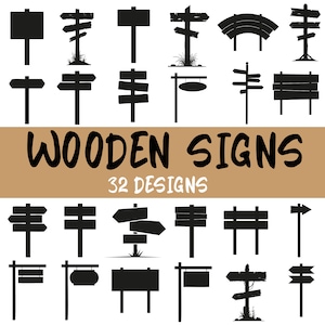Letrero de madera SVG, letrero de madera en blanco SVG, clipart de letrero, flecha de madera SVG PNG, logotipo DXF, archivos de corte vectoriales EPS para Cricut y Silhouette
