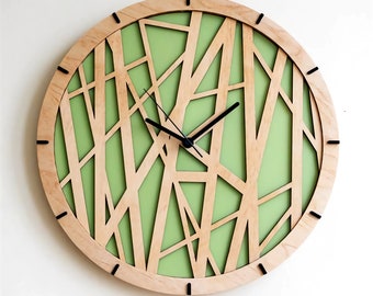Scandinavian Wall clock ,bamboo style,scandinavian modern decor, cnc laser, housewarming gifts,Modern Wall Clock, WandUhr Design svg dxf pdf