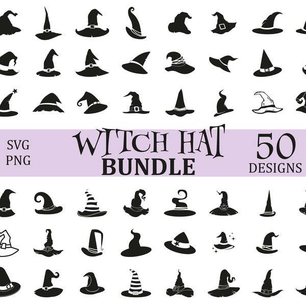 Witches Hat Halloween SVG Bundle, Hat SVG, Witchcraft svg, Witch SVG, Png, Svg Files for Cricut, Silhouette, Gothic svg, Cricut