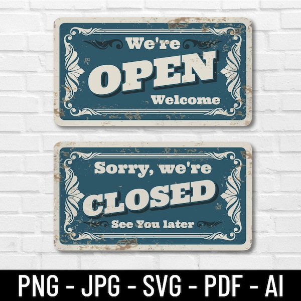 Vintage Open Closed Sign Business sign Storefront sign Shop open sign vintage sign for shop Boutique sign