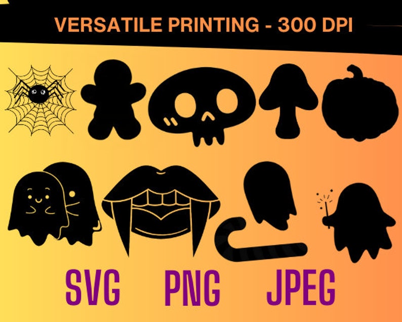 Halloween Silhouette 10-Pack Includes SVG, JPG, PNG, Halloween Svg Bundle, Halloween Svg, Autumn Svg, Witch Svg, Bat Svg image 1