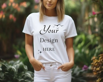 White Bella Canvas 3001 Style Mock, Tshirt Mockup, Styled Shirt Mockup, Fall Mockup, Unisex Tee Mock, White T-Shirt Mockup, White Tee Mockup