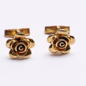 Golden Flower Cufflinks: Sterling Silver Handmade Jewelry