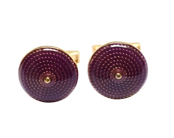 Purple Enamel Silver Cufflinks: Self-Textured Groomsmen Accessories