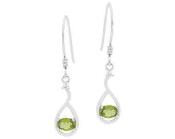 Peridot Sterling Silver Dangle Earrings: Green Gemstone Jewelry