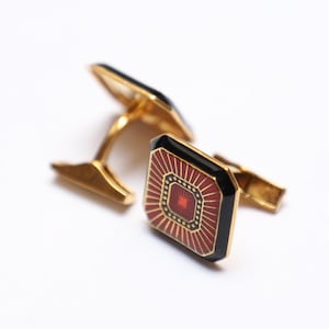 Sterling Silver Enamel Cufflinks: Square Groomsmen Gift
