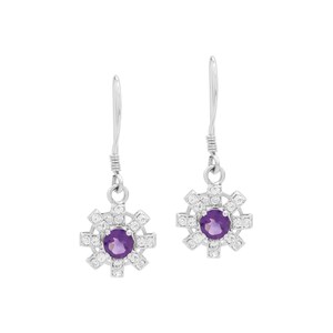 Handcrafted Sterling Silver Amethyst Dangle Earrings: July Birthstone
