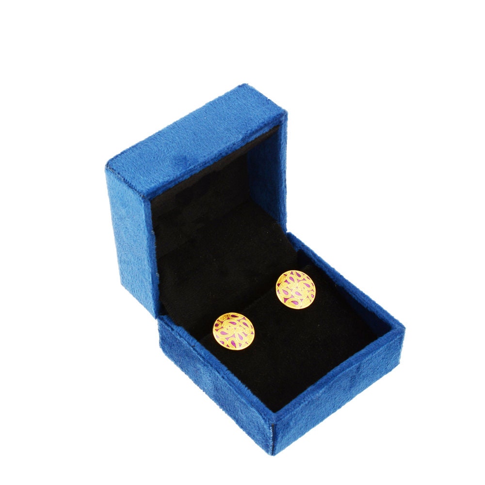 Boutons De Manchette Egara Argent Et Violet - Neufs Dans Leur Boîte D'origine