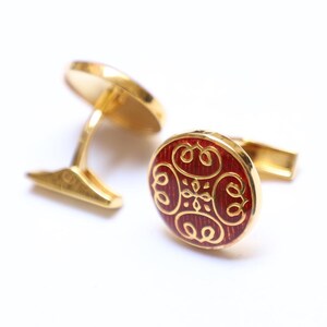 Sterling Silver Flower Cufflinks: Red Enamel Wedding Accessories
