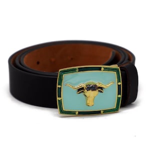belt buckle- buckle for men- enamel belt buckle-silver belt buckle- silver buckle- personalized belt buckle- cow animals belt buckle- gift .