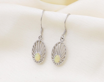 Ethiopian Opal Sterling Silver Dangle Earrings: Handmade Iridescent Jewelry