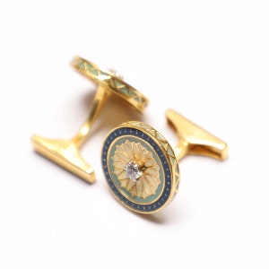 Sterling Silver Cufflinks: Enamel Cubic Zircon, Formal Shirt Jewelry