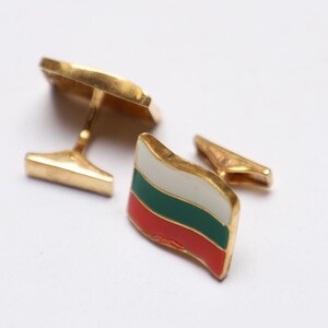 92.5 Silver  Cufflinks, The National Bulgaria Flag Cuff Links, Gift to Dad on Father&#39;s Day, Funny Novelty Cufflinks, Gift For Her.