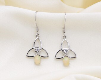 Ethiopian Opal Sterling Silver Dangle Earrings: Handmade Gemstone Jewelry