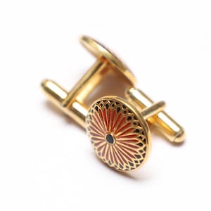 Sterling Silver Cufflinks: Black Red Enamel, Groomsmen Gift