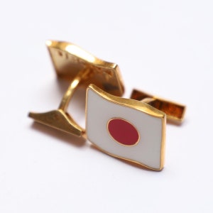 92.5 Silver  Cufflinks, Japan Flag Cufflinks, Silver Jewelry Accessories, Sterling Silver Cufflinks, enamel Cufflinks, Flag Gift.