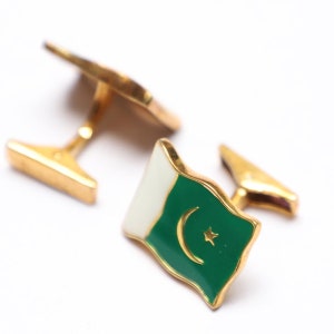 Spinki do mankietów ze srebra próby 925 z flagą Pakistanu: Nowość w emalii