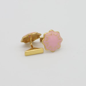 Handcrafted Pink Enamel Sterling Silver Cufflinks: Vintage Wedding Jewelry