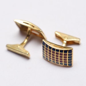 Sterling Silver Cufflinks: Red & Blue Enamel, Groomsmen Gift