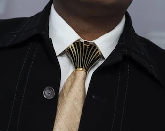 Black Enamel Gold Plated Tie Knot Cover - Sterling Silver Mens Jewelry