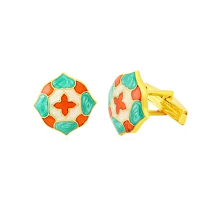 Enamel Sterling Silver Cufflinks: Gold Plated, Handmade Men&#39;s Accessories