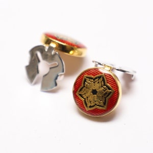 Vintage Floral Enamel Cufflinks: Handmade Sterling Silver Shirt Button Covers