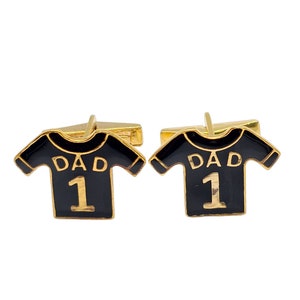Personalized Father of the Bride Cufflinks: Sterling Silver Black Enamel T-Shirt Design
