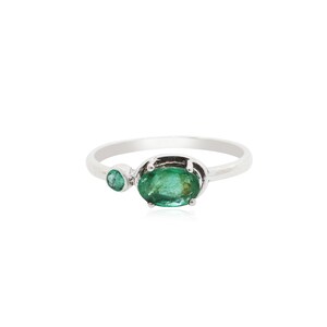Emerald Cubic Zirconia Ring in Sterling Silver Ring | Elegant Green CZ Gemstone Ring | Statement Ring for Women | Anniversary Ring .
