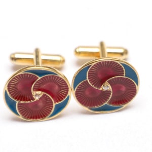 Sterling Silver Enamel Cufflinks: Black & Red Groomsmen Gift
