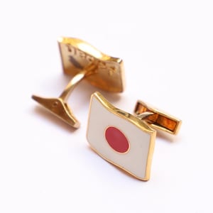 Handmade Japan Flag Cufflinks: Sterling Silver Enamel Jewelry