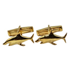 Gold Plated Sterling Silver Fish Cufflinks - Special Occasion Gift