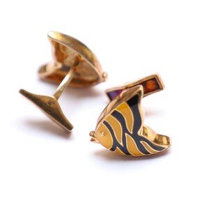 92.5 Silver  Cufflinks, Fishing Cufflinks Gift With Husband, Wedding Gift, Anniversary Gift, Yellow Enamel With Sterling Silver Gift.