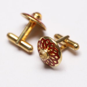 925 Sterling Silver Cufflinks: Red Enamel Groomsmen Gift