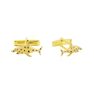 Vintage Brown Black Enamel Fish Cufflink | Men&#39;s Handmade Antique Fish Cufflink | Fisherman Father&#39;s Day Gift | Suit & Tie Accessories Gift.