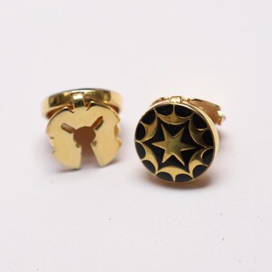 Star Cufflinks: Sterling Silver, Black Enamel, Round Shirt Accessories