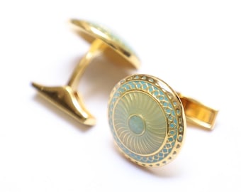 92.5 Silver  Cufflinks, Turquoise Enamel Handmade Cufflinks, Shirt Cufflinks, Gift for Dad, Gold Cufflinks, Silver Cufflinks, Gift.