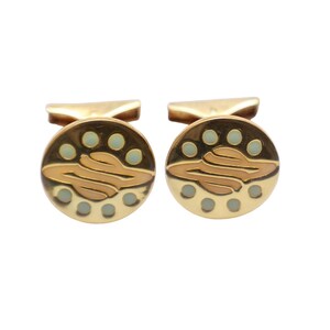 Handcrafted Enamel Silver Cufflinks: Gold Band, Unique Design