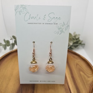 Crystal Ball Hook Earrings - Apricot